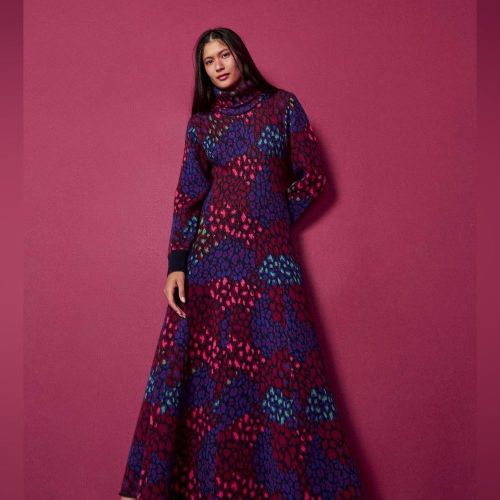 FARM RIO leopard sweater maxi dress small s NWT